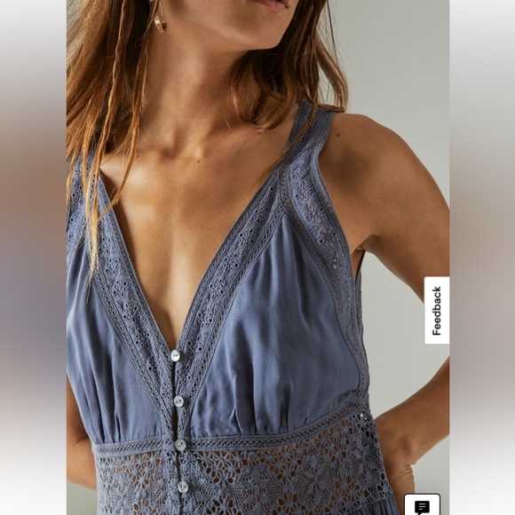 Lucky Brand Indigo Lace-Trim Maxi Dress - Picture 4 of 12